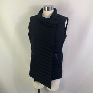 Mackage black puffer leather trim pockets vest